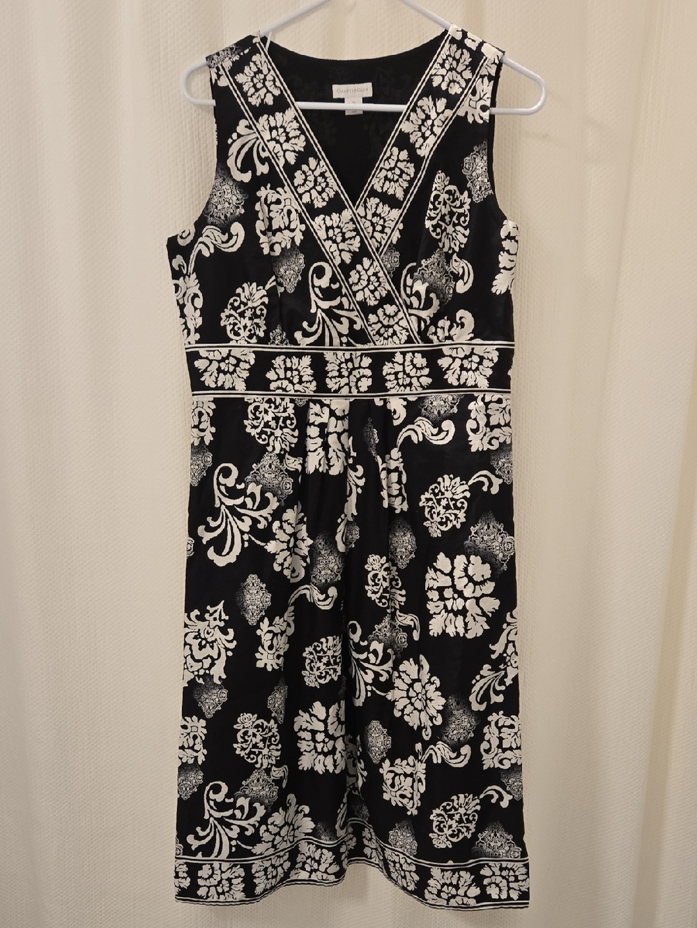 Charter Club Classic Black & White Floral Sleeveless Dress